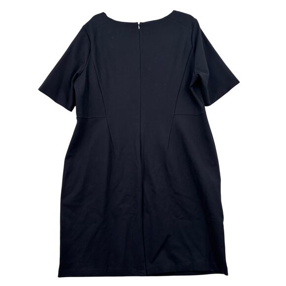 Lands' End Sheath Dress Womens Size 18 Black Ponte Knit Stretch Pockets Back Zip - Picture 4 of 10